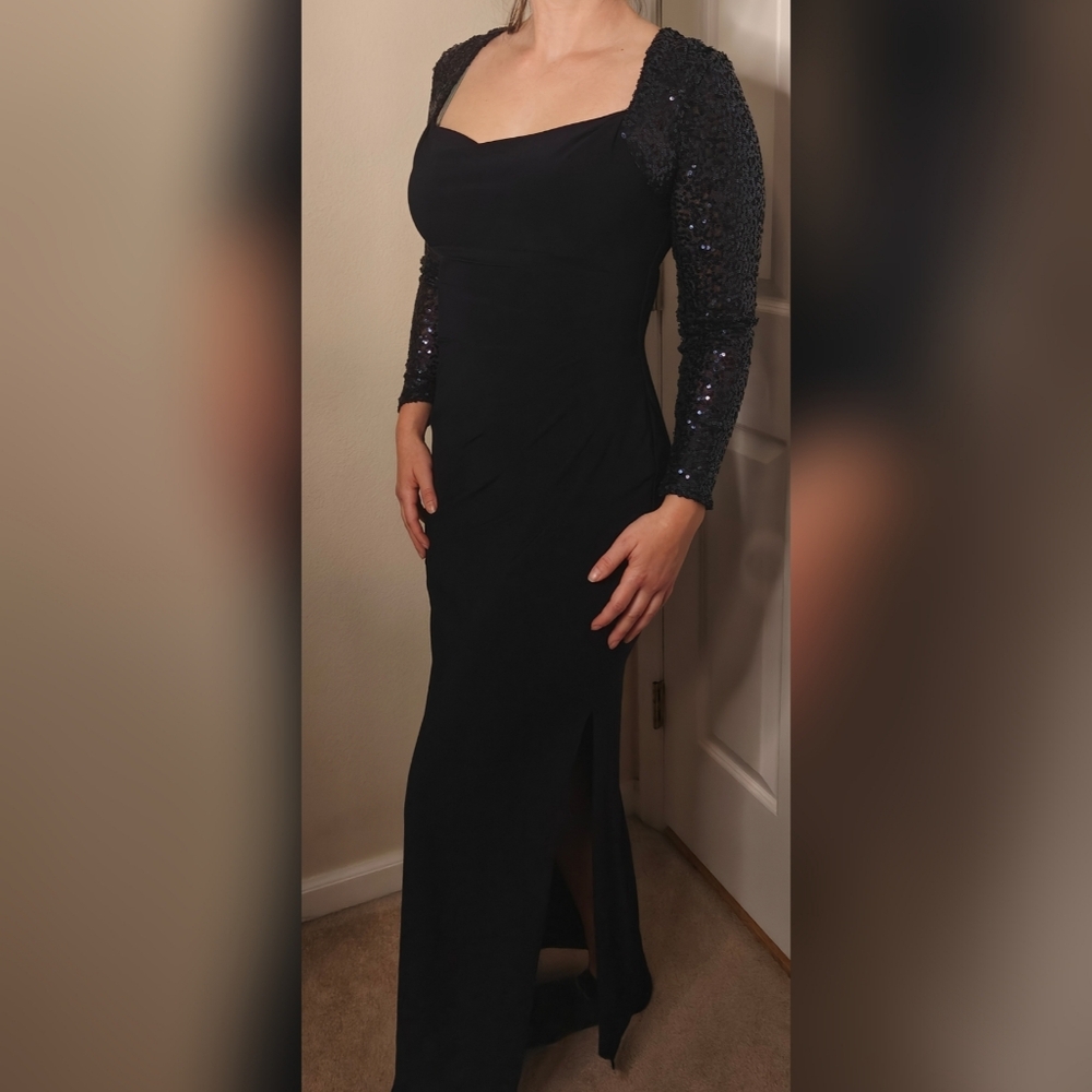 Ralph Lauren Navy Blue Dress with Sequin Sleeves